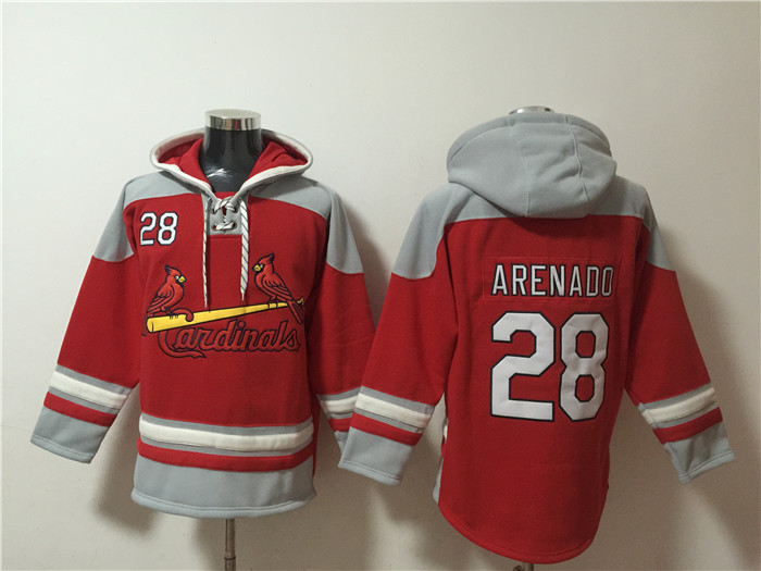 Men's St.Louis Cardinals #28 Nolan Arenado Ageless Must-Have Lace-Up Pullover Hoodie
